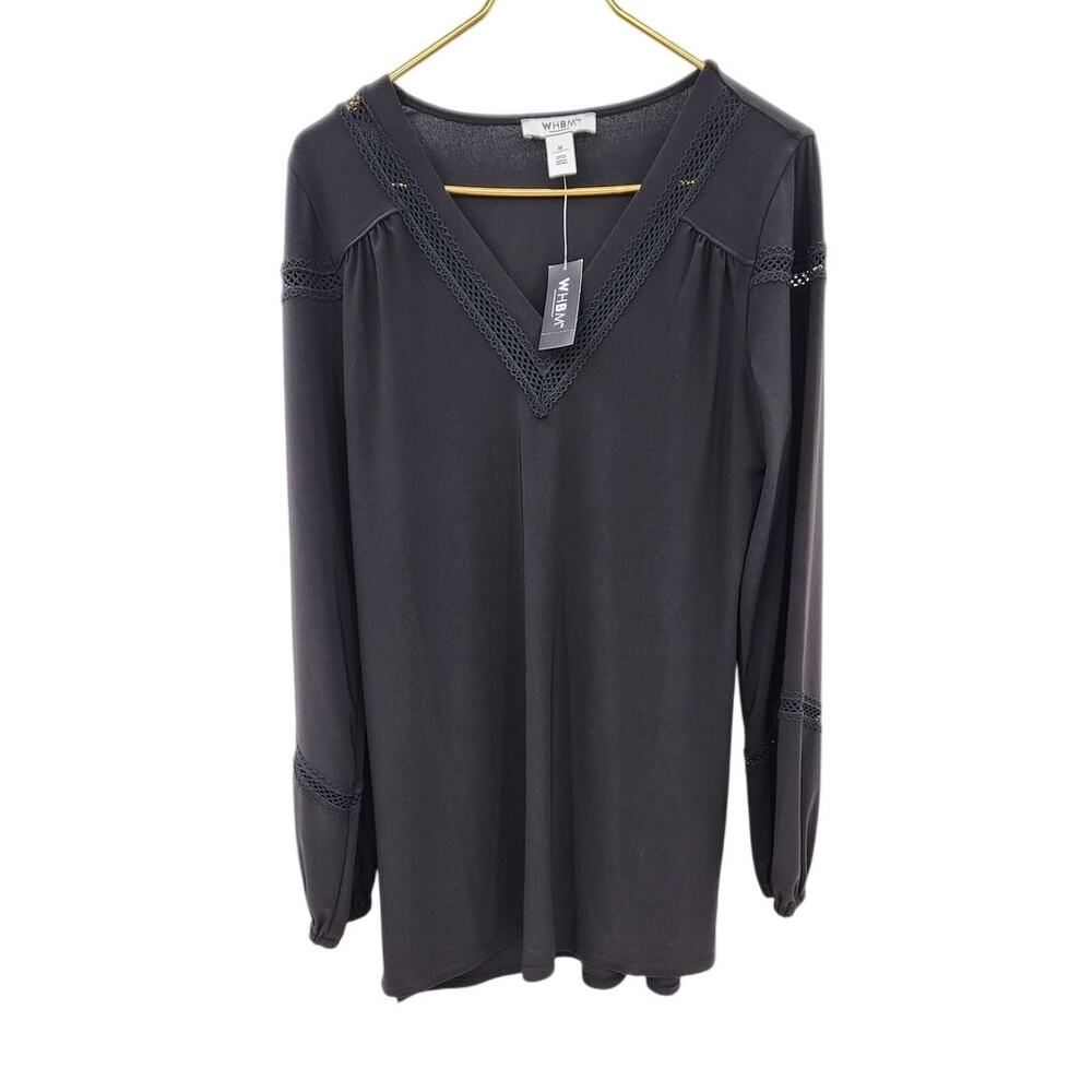 New NWT WHBM White House Black Market Lace Trim Tunic Long Sleeve Medium